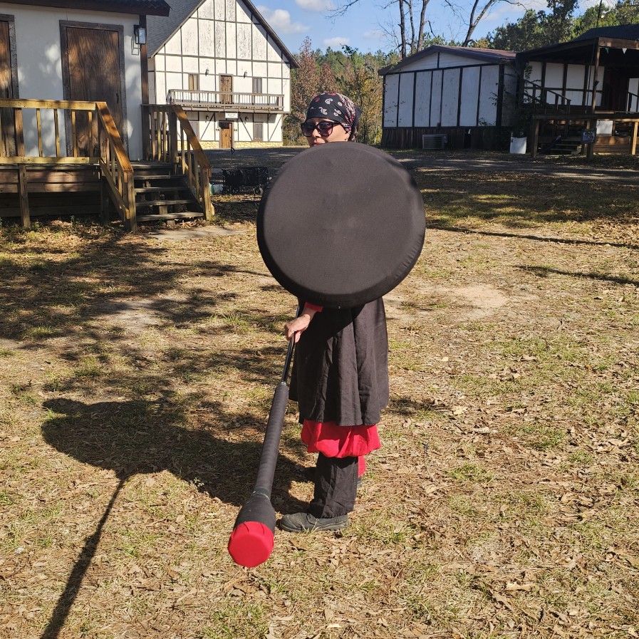 Domed Dozer as worn by a foam fighter at Winter War 2025 Front Angle