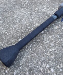 Oblong handle and flat pommel for 40" down stick or stupid long bat shown at from a diagonal angle